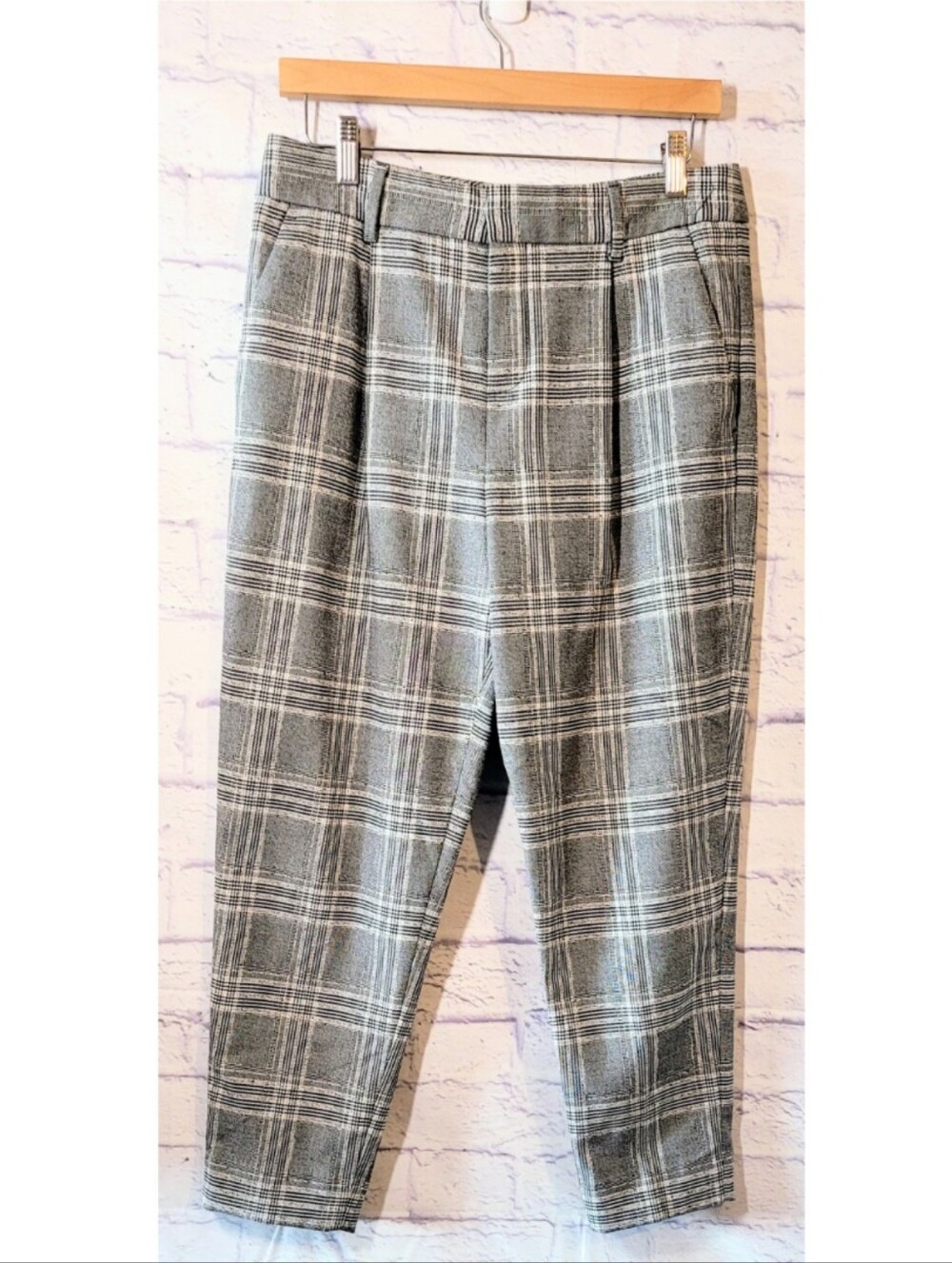Banana Republic Ankle Pants Womens Size 6 Tapered Leg Gray Plaid Academia Career